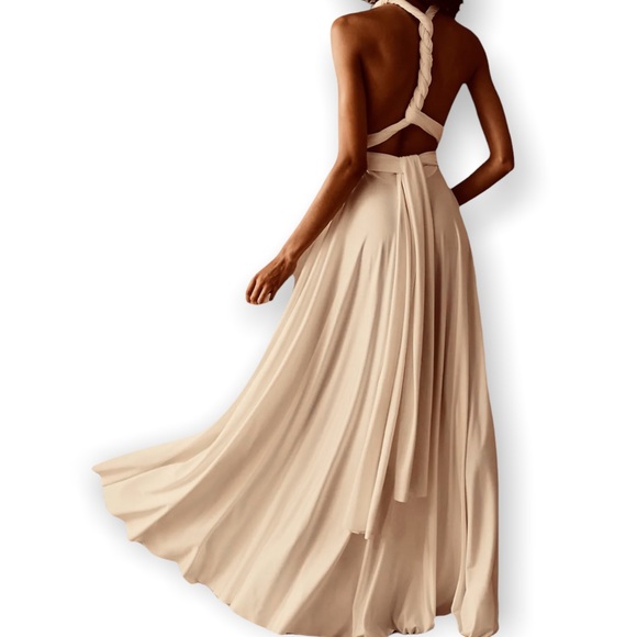 New Twobirds x BHLDN Ginger Convertible Sz B / Fits 14 - 24 Ivory Maxi Wedding - Picture 5 of 17